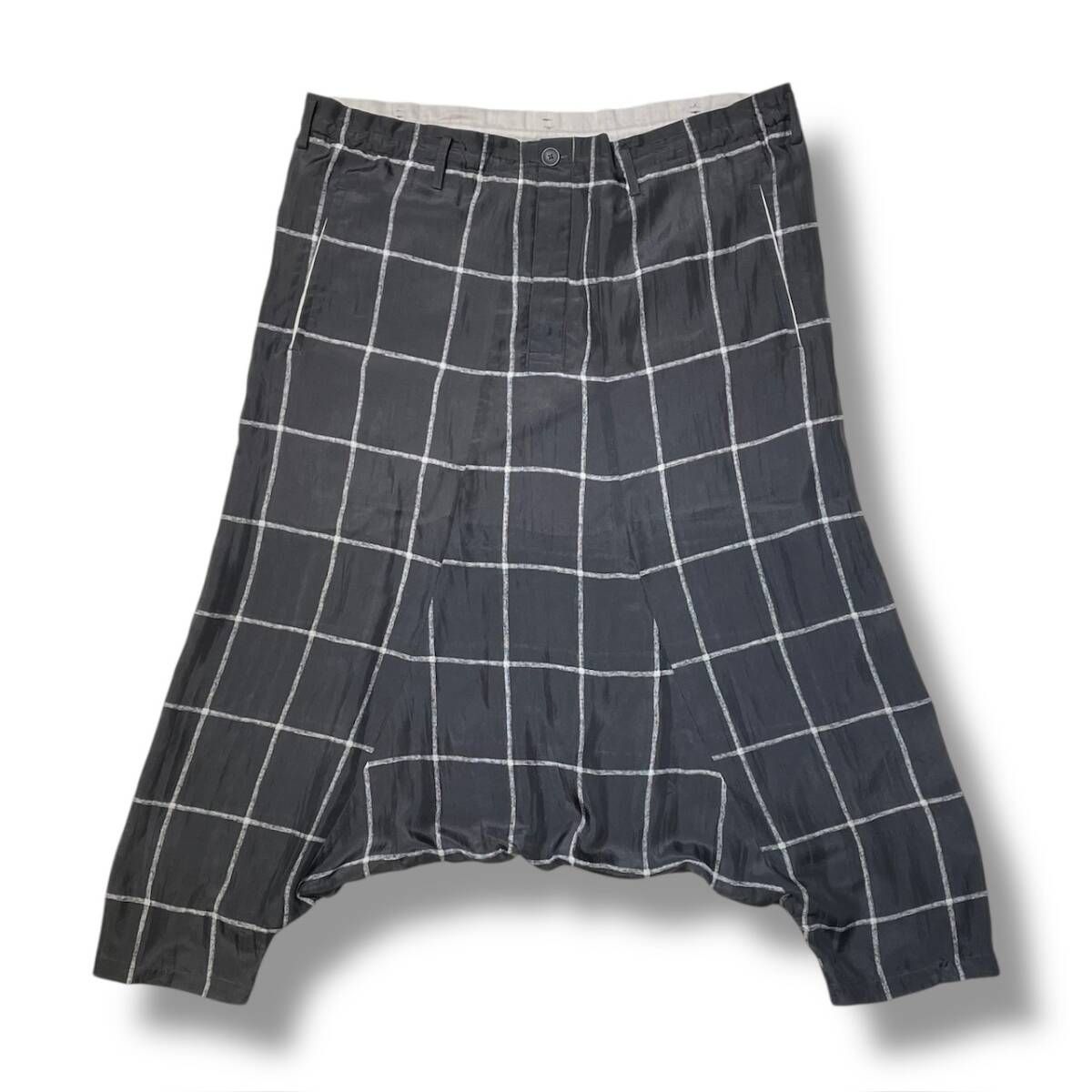25ss YOHJI YAMAMOTO POUR HOMME SIMPLE CHECK BLACK PLAID SARROUEL