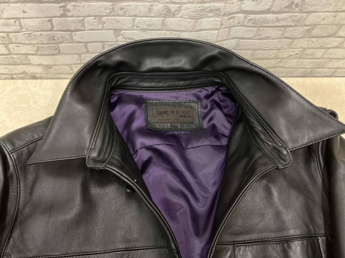 COMME CA DU MODE MEN ラムレザーシャツジャケット Lサイズ COMME CA DU MODE MEN コムサデモード メン ラムレザー シャツ