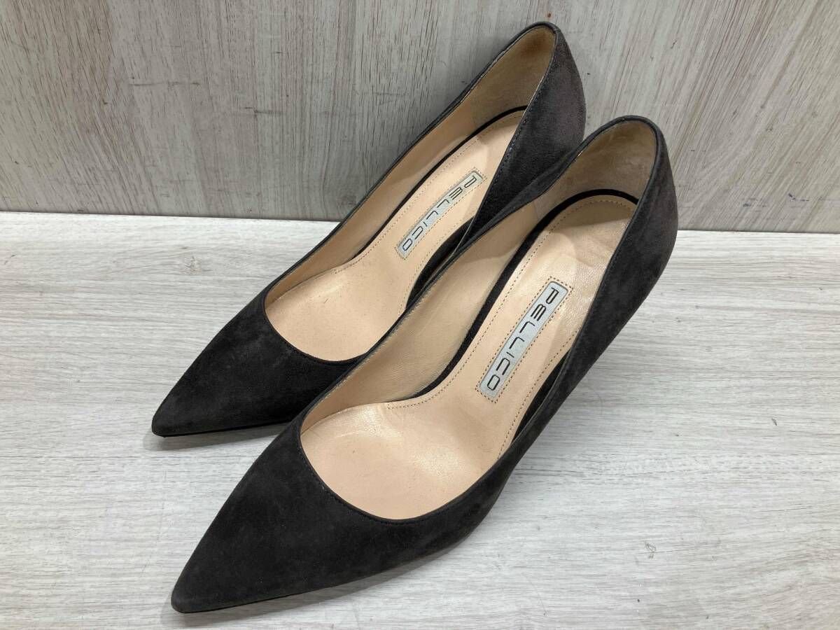 美品☆PELLICOペリーコ　パンプス　ポインテッドトゥ　23.5㎝　チャコール PELLICO（ペリーコ） パンプス ポインテッドトゥ レザー スエード