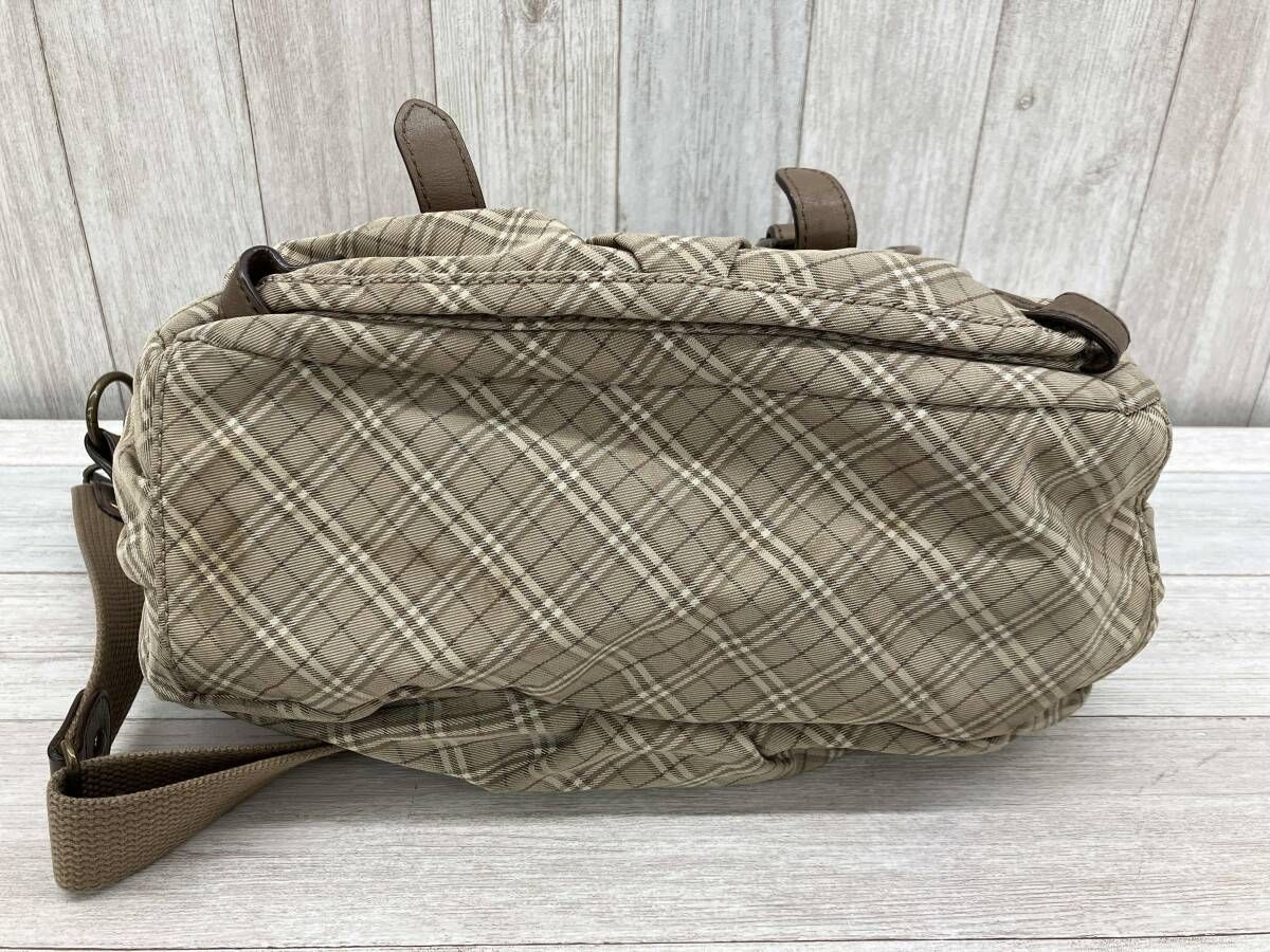 バーバリーブルーレーベル 2way バッグ グレー系チェック キャンバス 