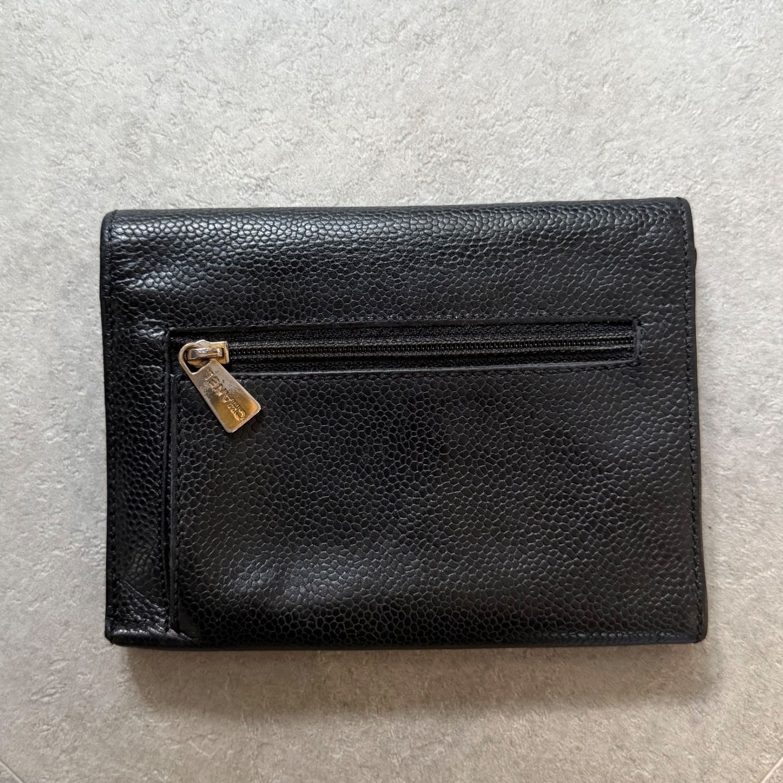 CHANEL シャネル デカココ キャビアスキン 三つ折り財布 ミディアム