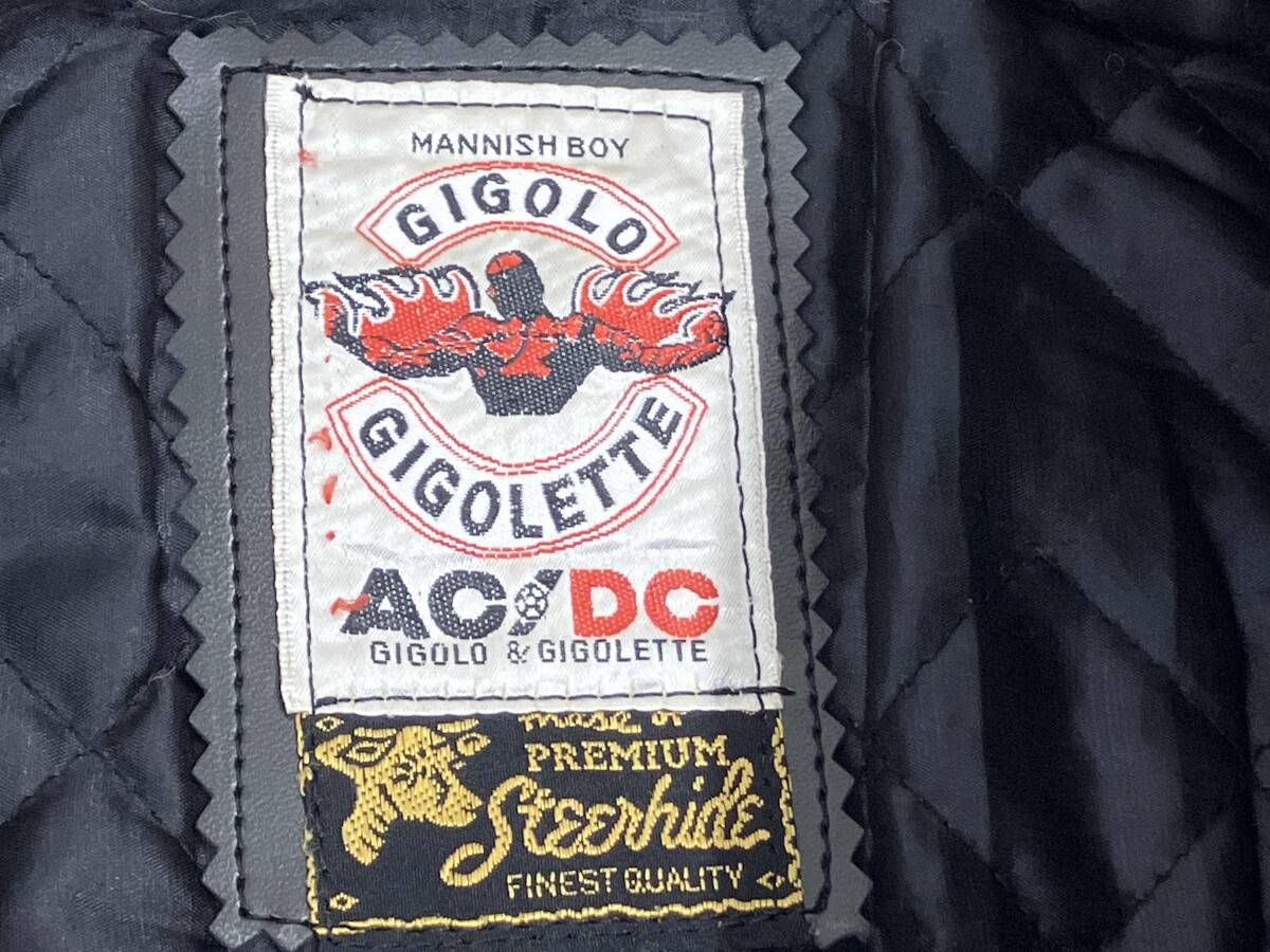 GIGOLO GIGOLETTE バイクライディングレーシングレザー　サイズ38 GIGOLO GIGOLETTE シングル ライダース レザー ジャケット 牛革 サイズ