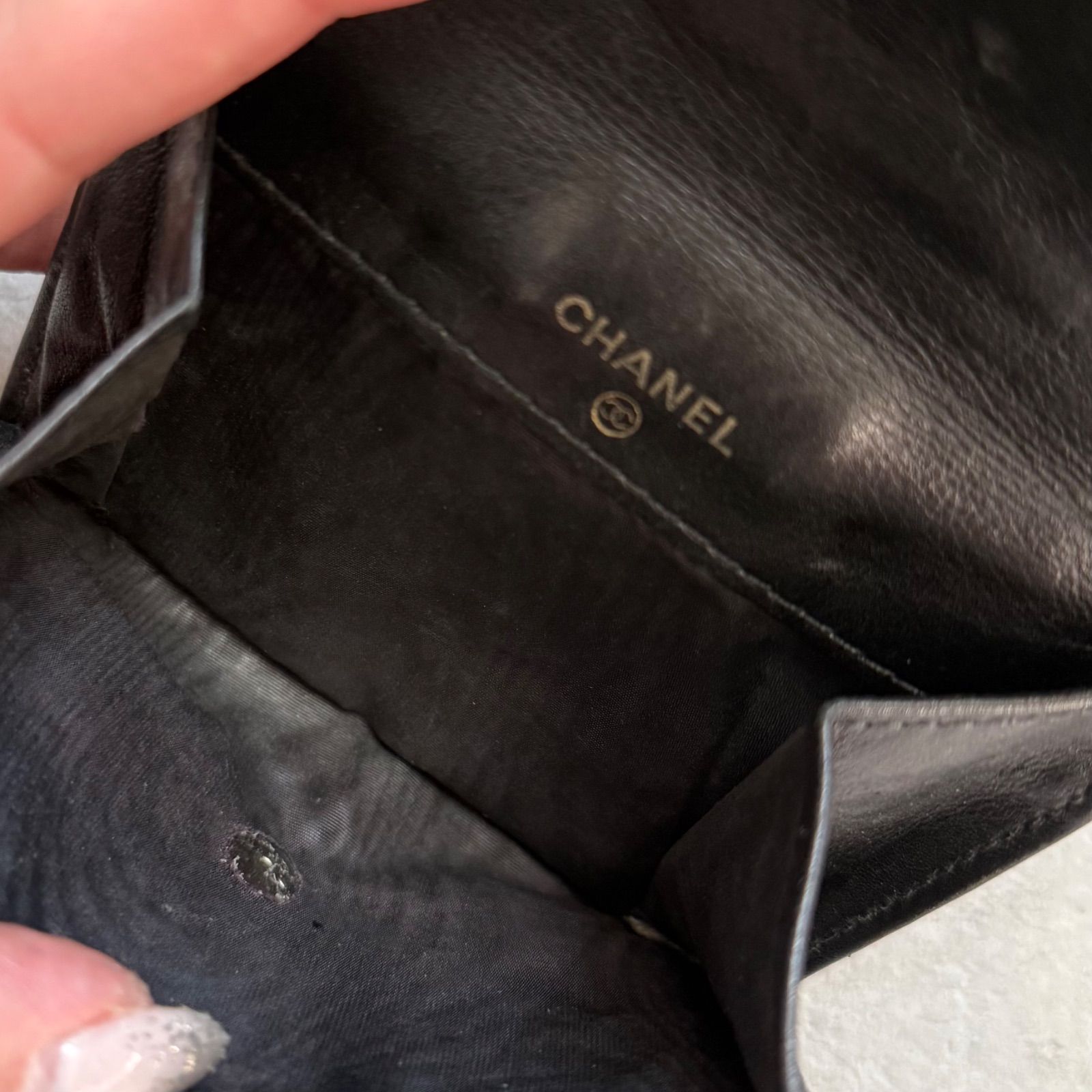 CHANEL シャネル キャビアスキン デカココ 二つ折り財布 wホック