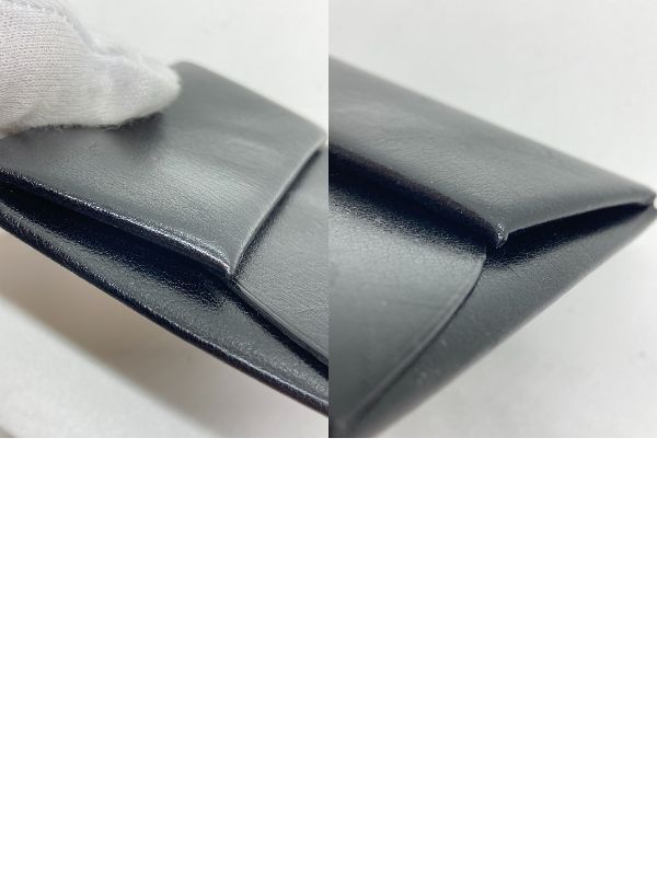 中古 HERMES バスティア コインケース ボックスカーフ ブラック 黒 □H