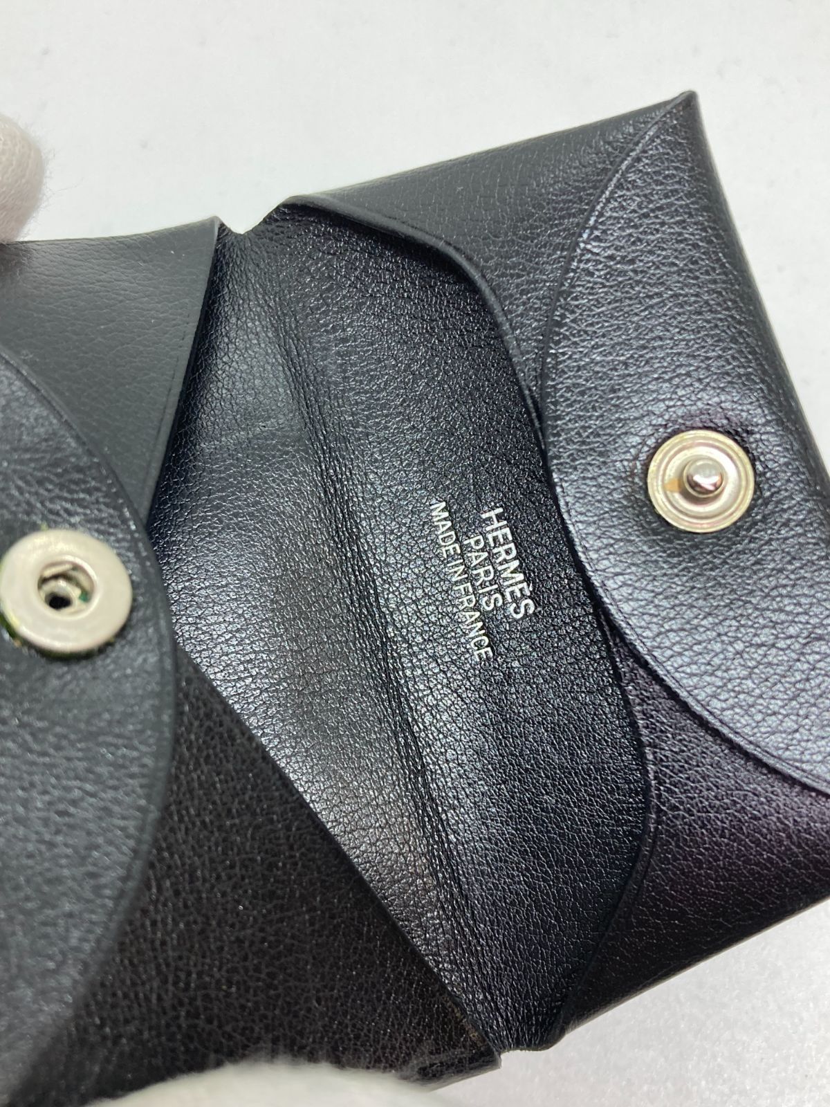 中古 HERMES バスティア コインケース ボックスカーフ ブラック 黒 □H