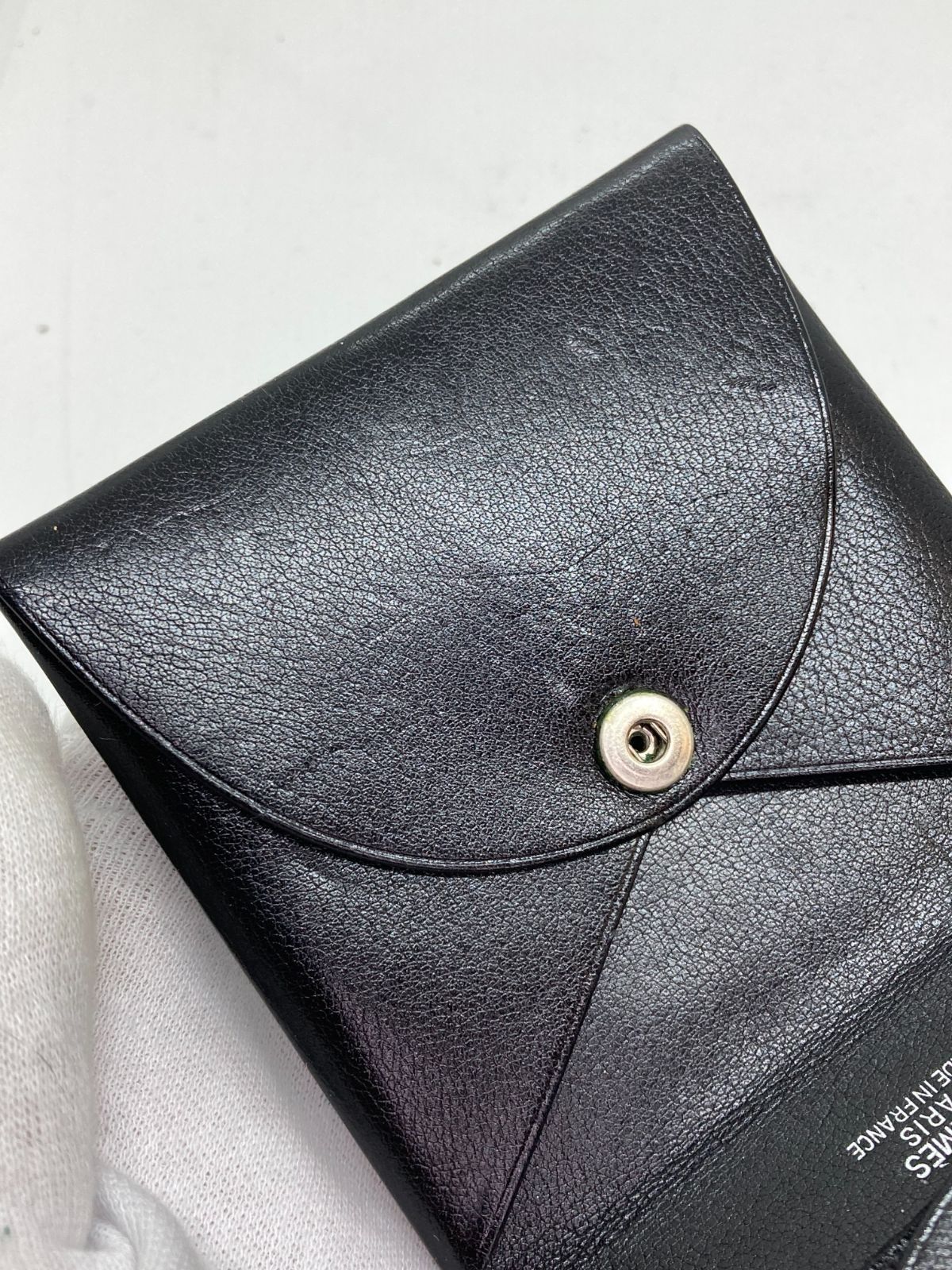 中古 HERMES バスティア コインケース ボックスカーフ ブラック 黒 □H