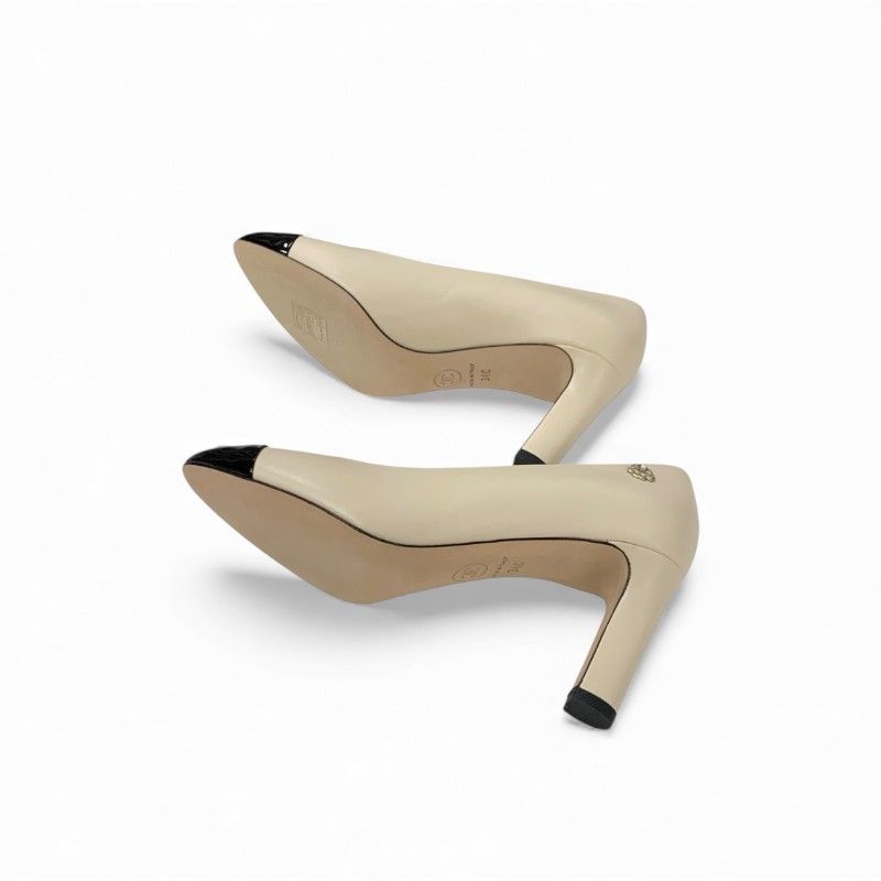 シャネル CHANEL パンプス 靴 シューズ レザー パテント ベージュ
