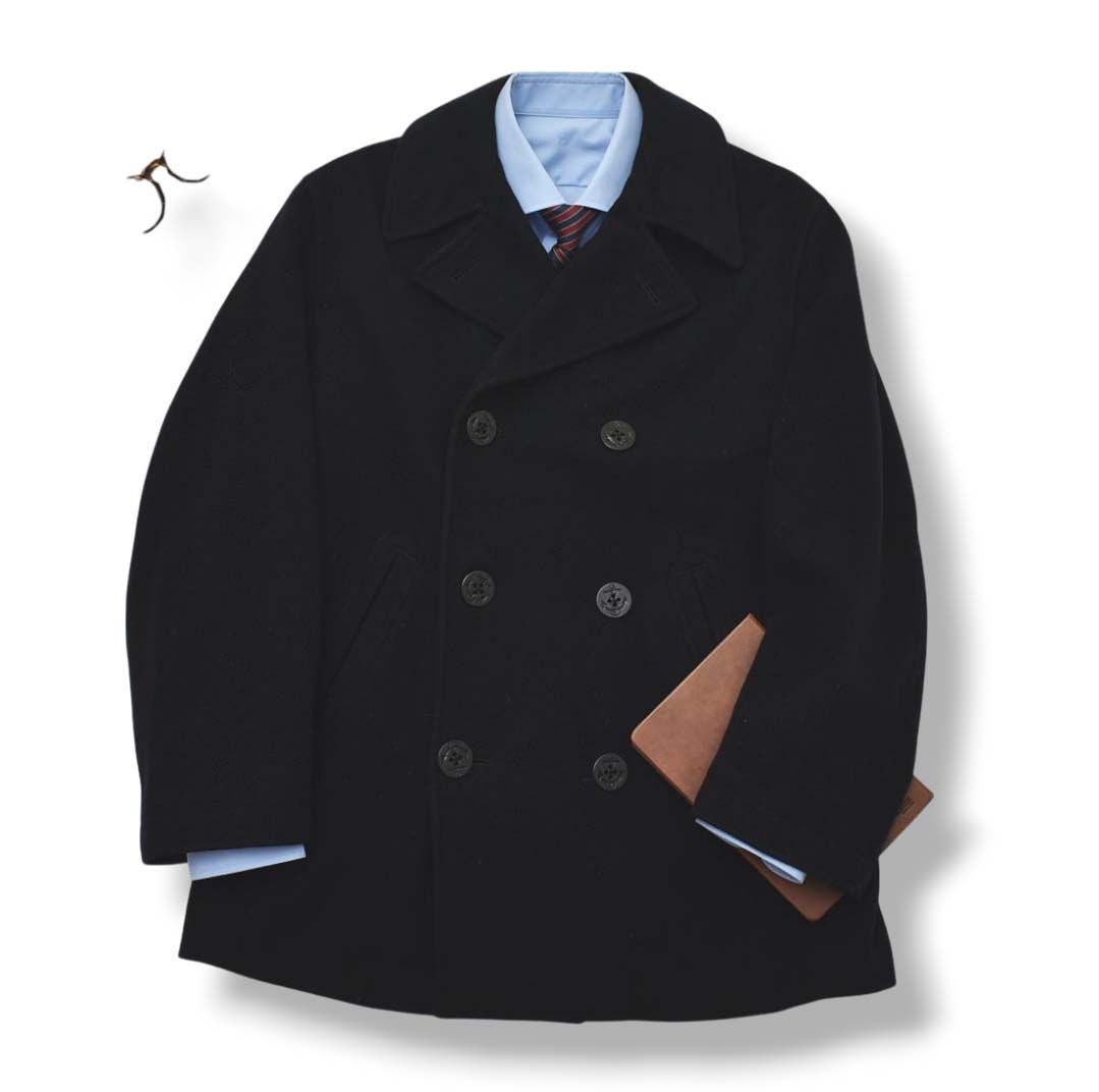 90s ポロ ラルフローレン Pコート センターベント 総裏地 170 ネイビー