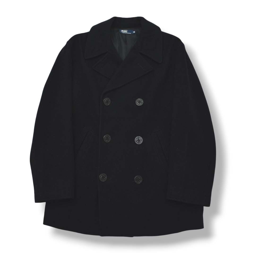 90s ポロ ラルフローレン Pコート センターベント 総裏地 170 ネイビー