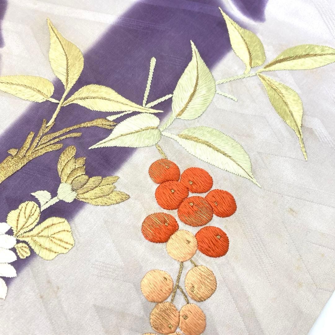 着物と帯 時流】N25362s◇正絹 アンティーク名古屋帯◇刺繍 薄グレー