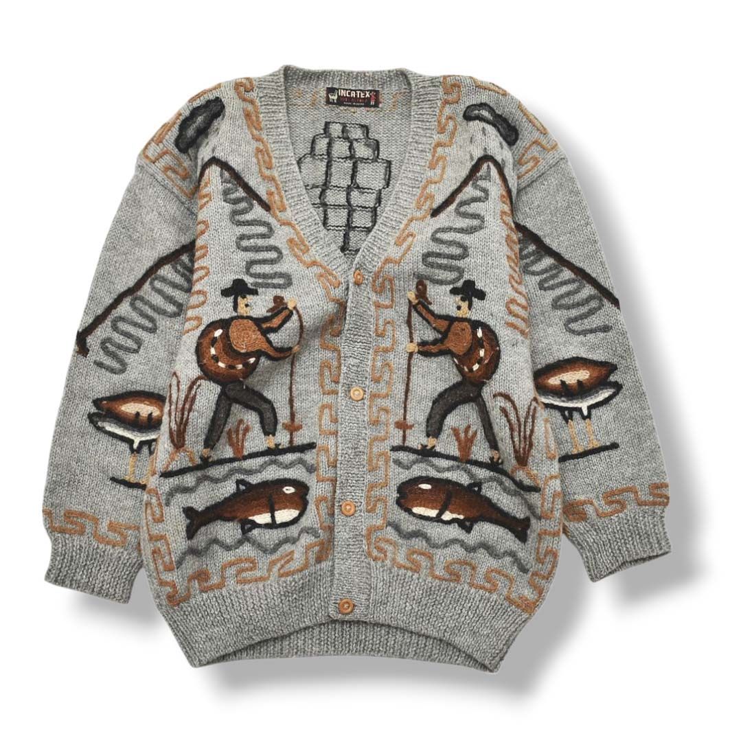 激レア】90s ペルー製 インカテックス アルパカ Vネック カーディガン