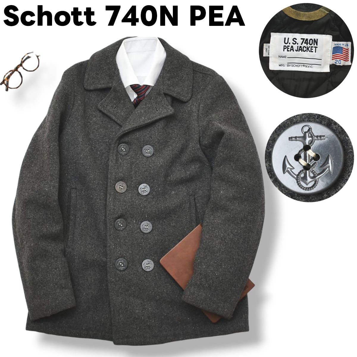 定番】ヴィンテージ USA製 ショット 740N PEA JACKET 20 - メルカリ