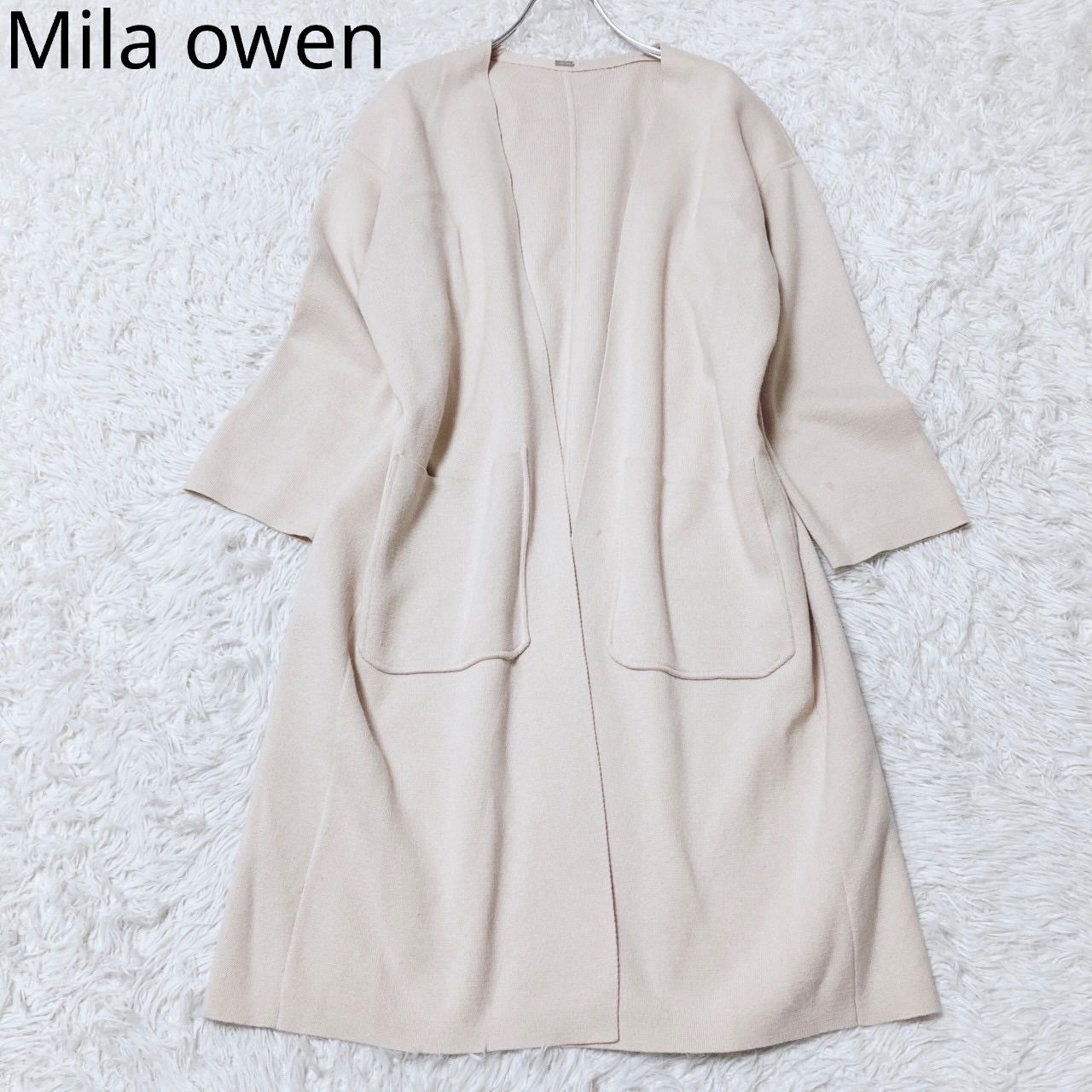 ミラオーウェン Mila owen ロングコート ノーカラー オーバーサイズ 