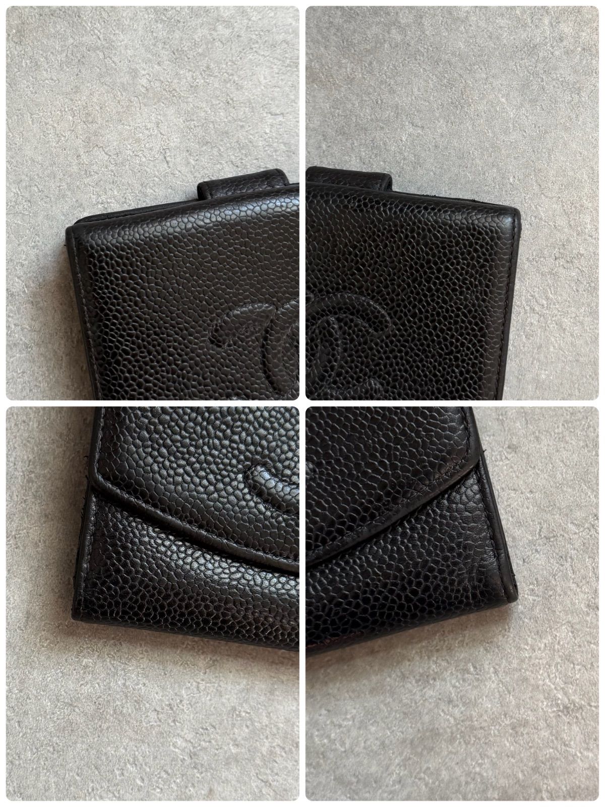 CHANEL シャネル キャビアスキン ココマーク 二つ折り財布 wホック