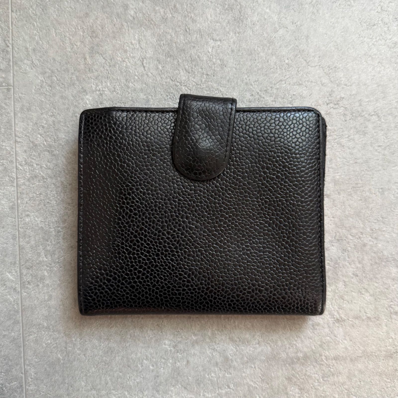 CHANEL シャネル キャビアスキン ココマーク 二つ折り財布 wホック