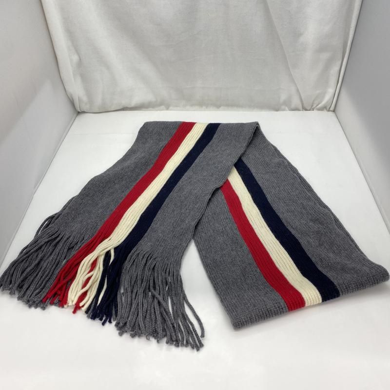 モンクレール　マフラー　グレー 中古】モンクレール MONCLER マフラー ストライプ グレー 箱あり