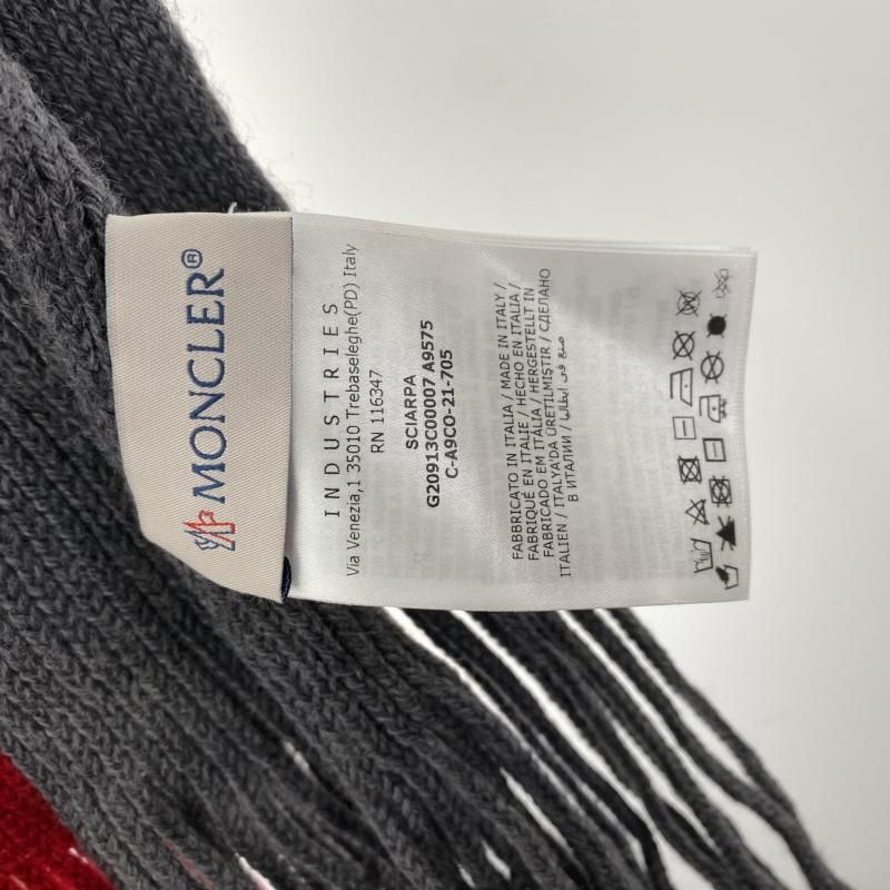中古】モンクレール MONCLER マフラー ストライプ グレー 箱あり
