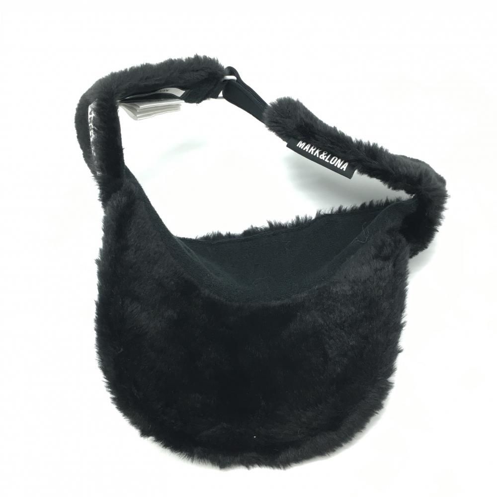超美品】マークアンドロナ サンバイザー 黒 ファー ロゴシルバー FREE