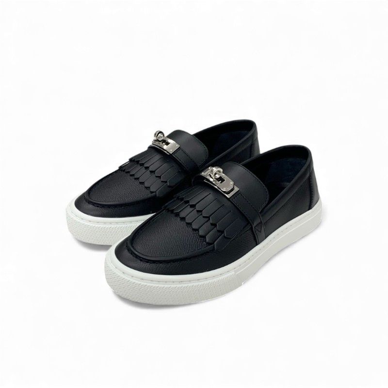 極美品【エルメス】スリッポン スニーカー 39 ゲーム ケリー 黒 レザー エルメス HERMES ゲーム スニーカー 靴 シューズ レザー ブラック 黒