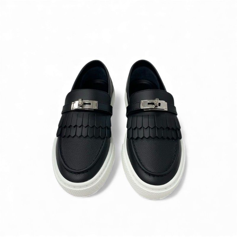 エルメス HERMES ゲーム スニーカー 靴 シューズ レザー ブラック 黒