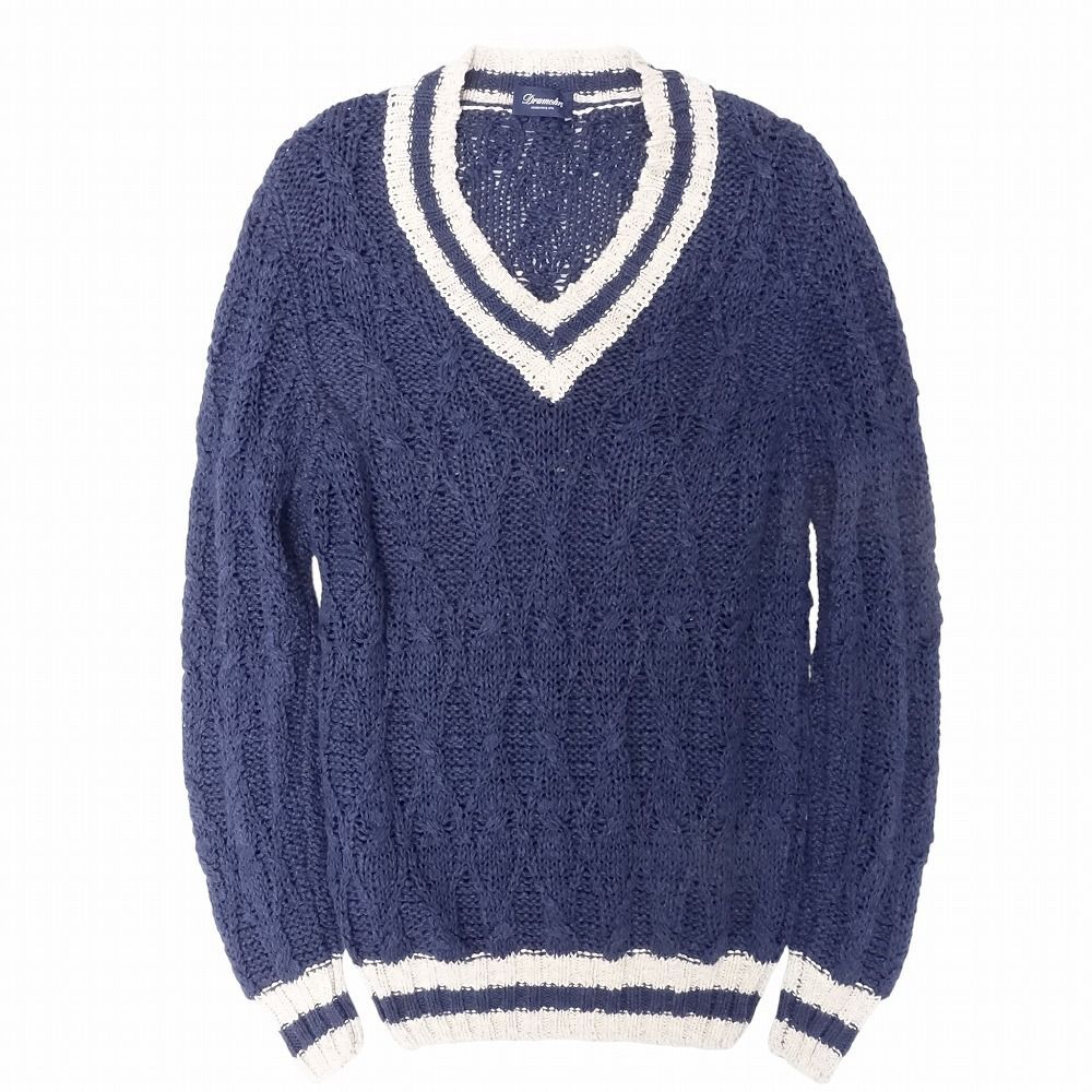 Drumohr ドルモア Vネックセーター ニット ウール ブルー 青 未使用 Drumohr ドルモア イタリア製 サマーニット セーター Vネック ライン
