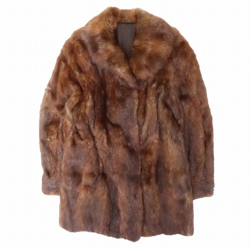 ブラウン ミドル丈 リアル毛皮コート 定価80万円ほど ほぼ未使用 定価80万円 高級 ミンク 毛皮 コート エンバ リアルファー