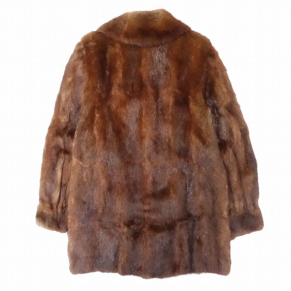 ブラウン ミドル丈 リアル毛皮コート 定価80万円ほど ほぼ未使用 ミンクファー 毛皮 コート ジャケット ミドル丈 リアルファー 本毛皮