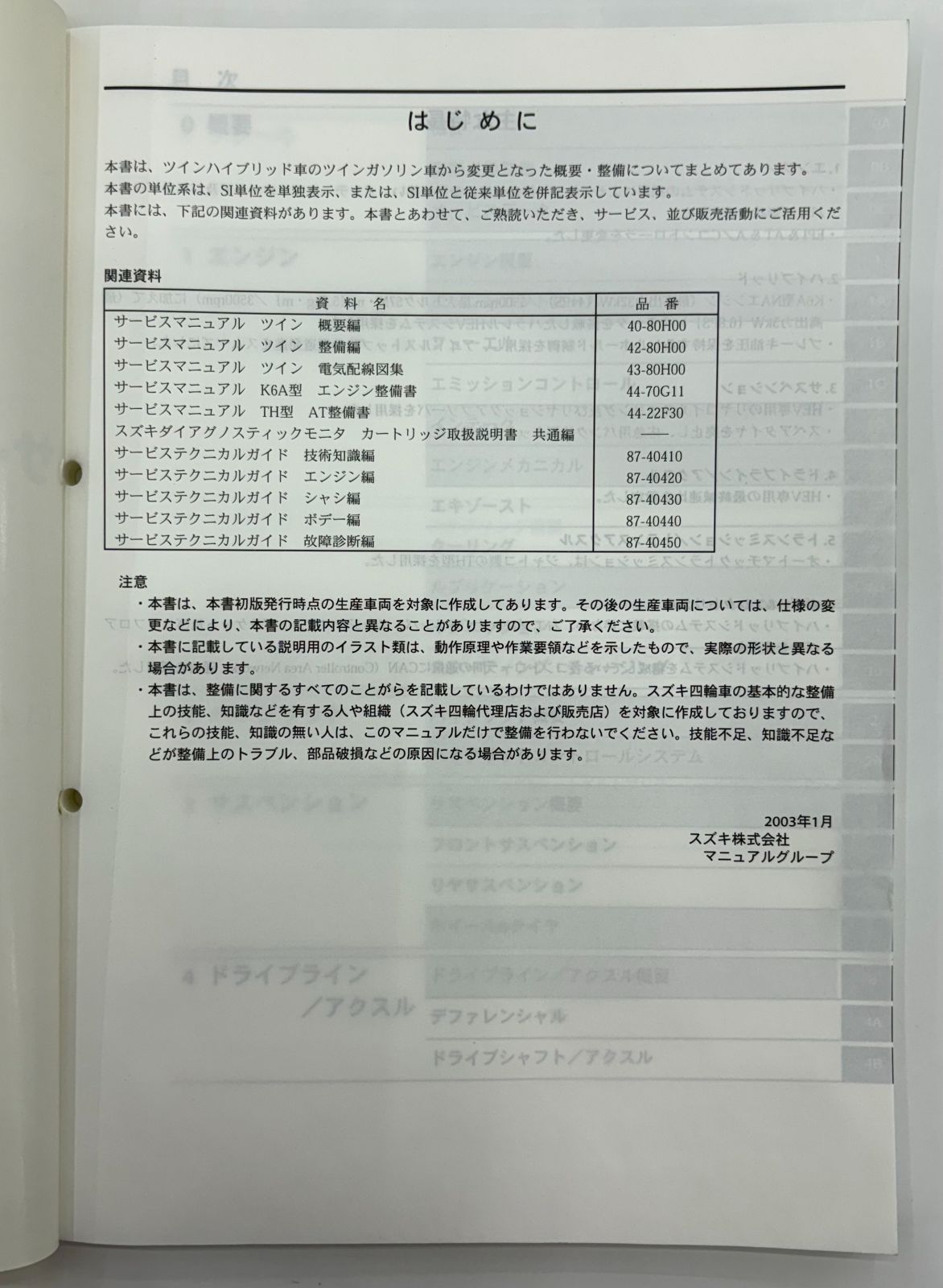 スズキ ツインハイブリッド サービスマニュアル UA-EC22S改＆ZA-EC22S