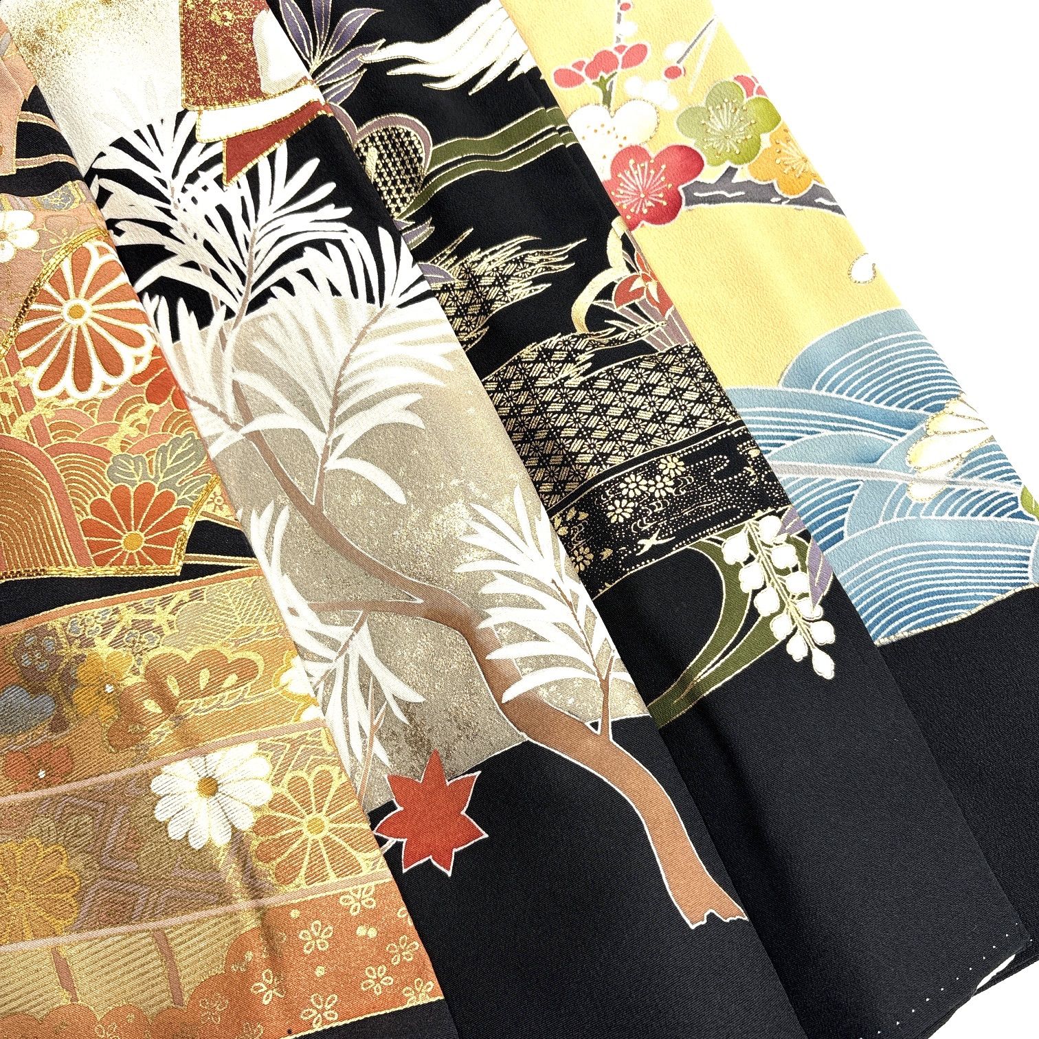 黒留袖 4枚 正絹 着物まとめ売り 同梱購入歓迎 リメイク用 着付け練習