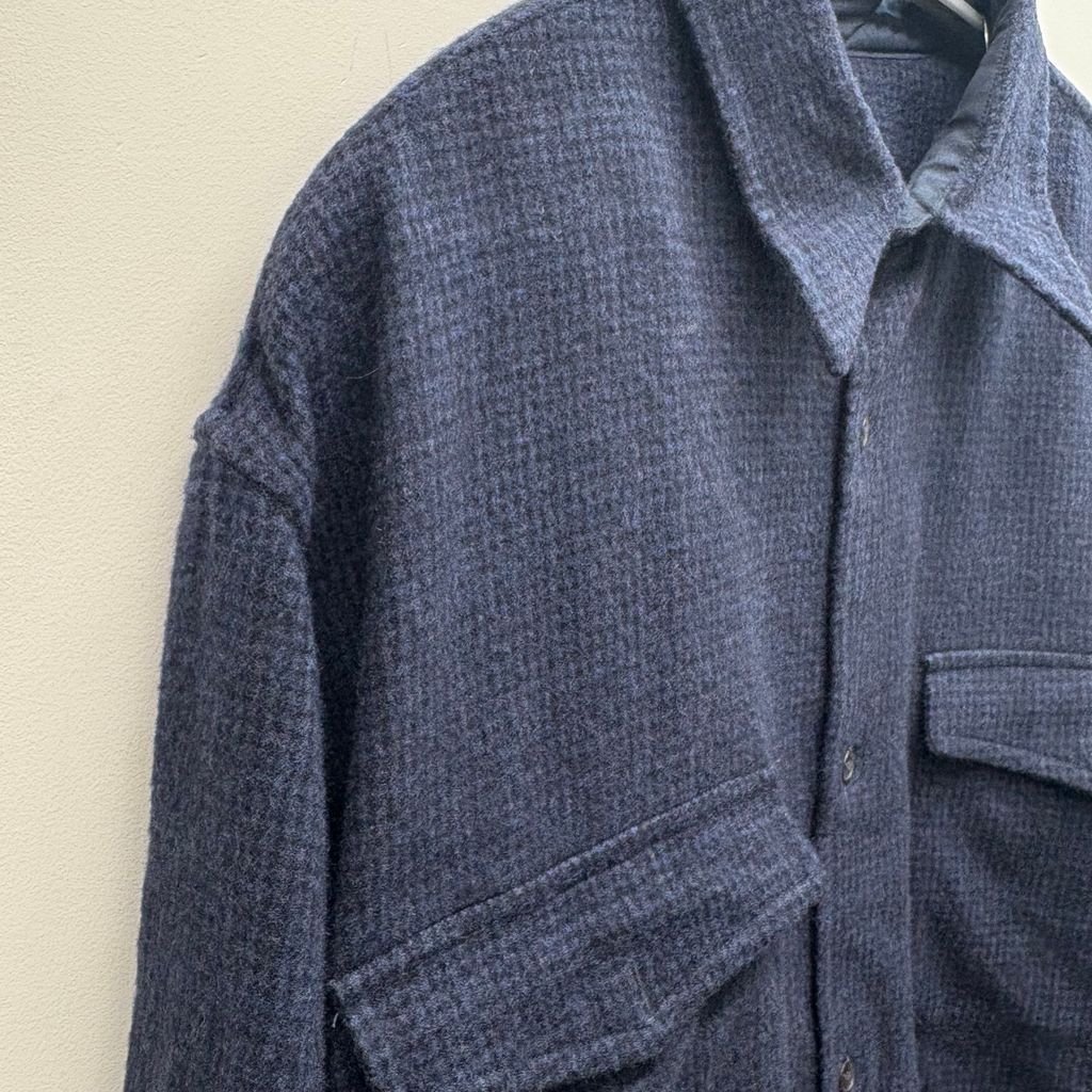 COMOLI コモリ 22AW W/CA ハウンドトゥース CPO W03-02012 ネイビー系