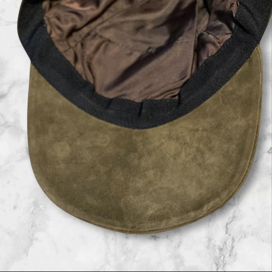 エルメス Motsch 深緑 スエード キャップ 57 刺繍ロゴ - メルカリ