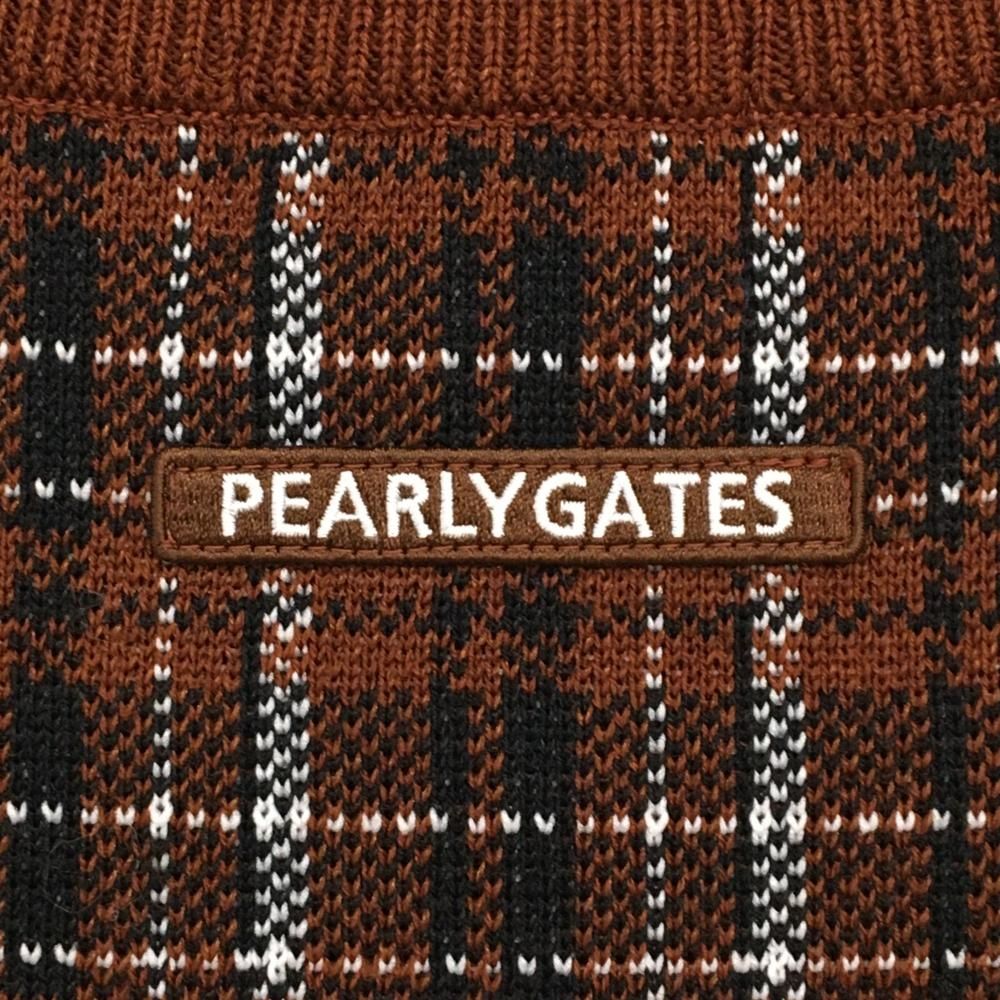 超美品】パーリーゲイツ ハイネックセーター ブラウン×黒×白 チェック