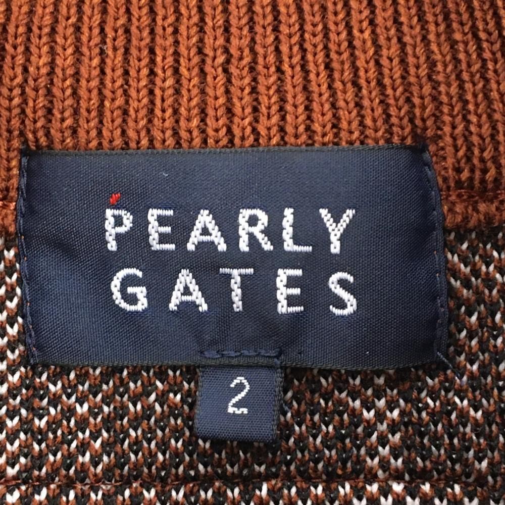 パーリーゲイツ ニットセーター チェック ブラックウォッチ 茶色 ブラウン 超美品】パーリーゲイツ ハイネックセーター ブラウン×黒×白 チェック