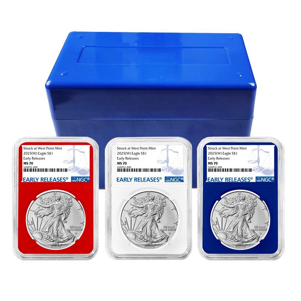2025 (W) 1ドル アメリカン シルバー イーグル 3枚セット NGC MS70 ER