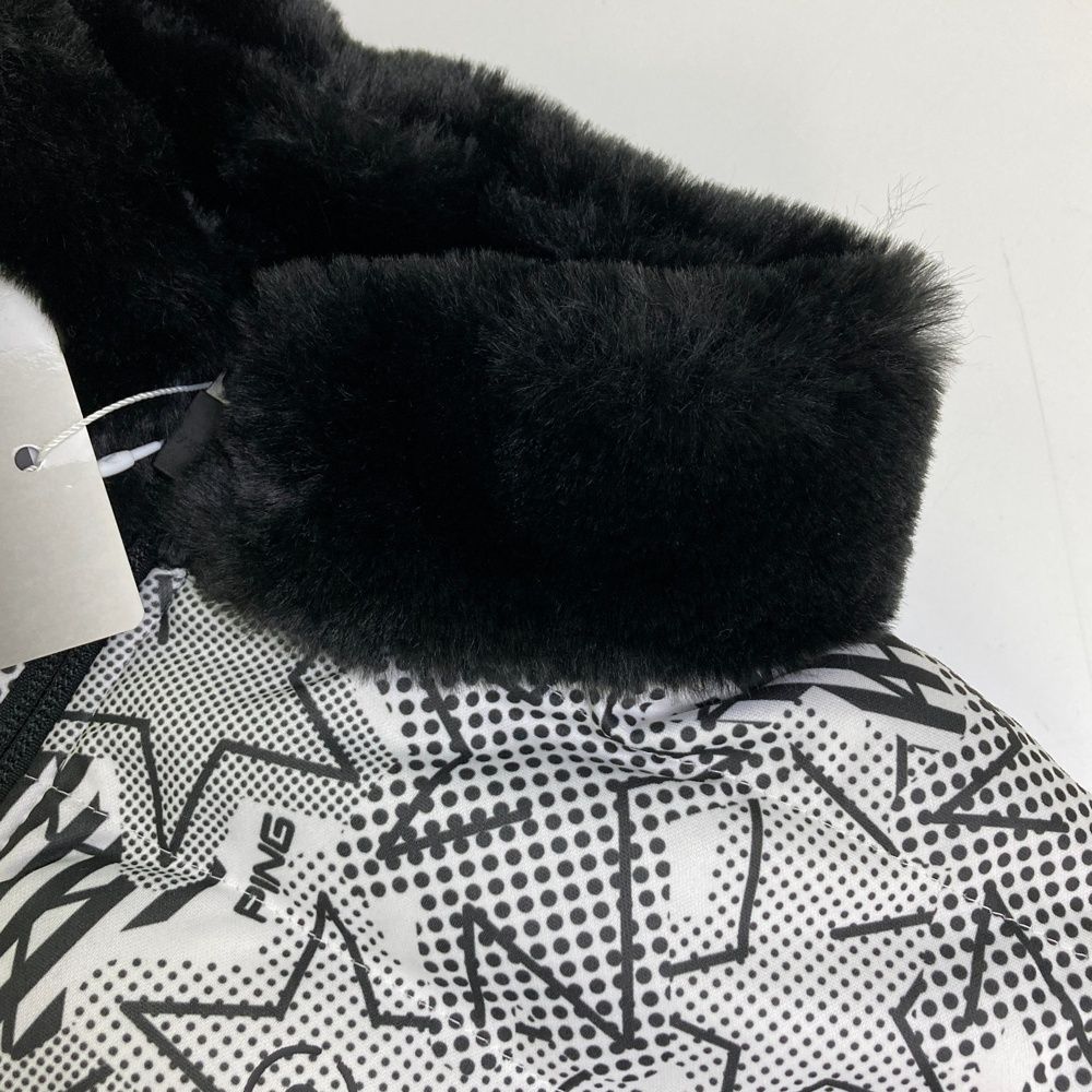 サイズ：M PING ピン 中綿ジャケット 総柄 星 ブラック系