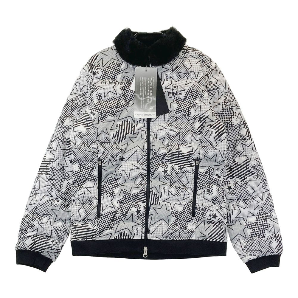 サイズ：M PING ピン 中綿ジャケット 総柄 星 ブラック系