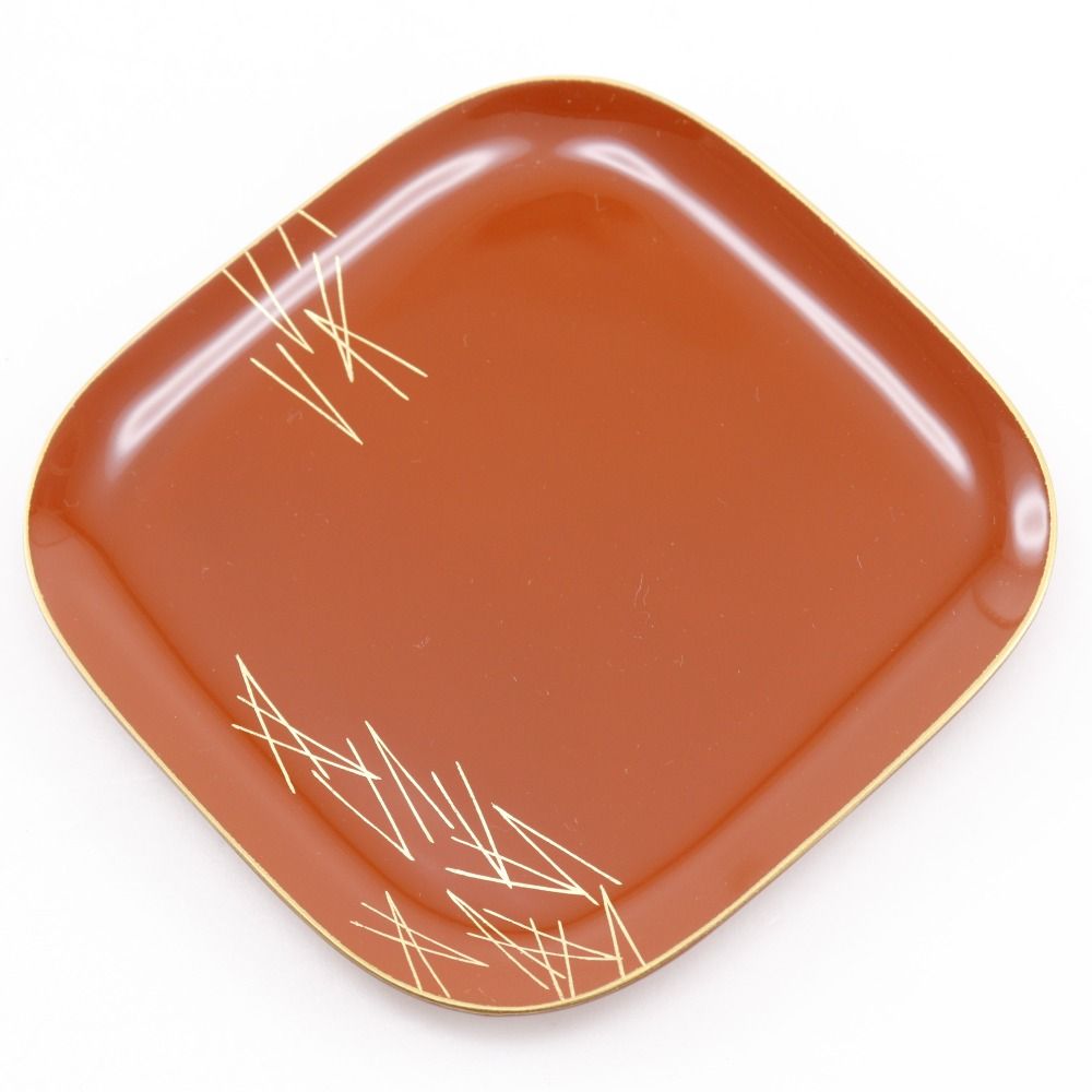 ZOUHIKO】象彦 銘々盆 菓子皿 さび朱 松葉蒔絵 5枚セット _ 食器