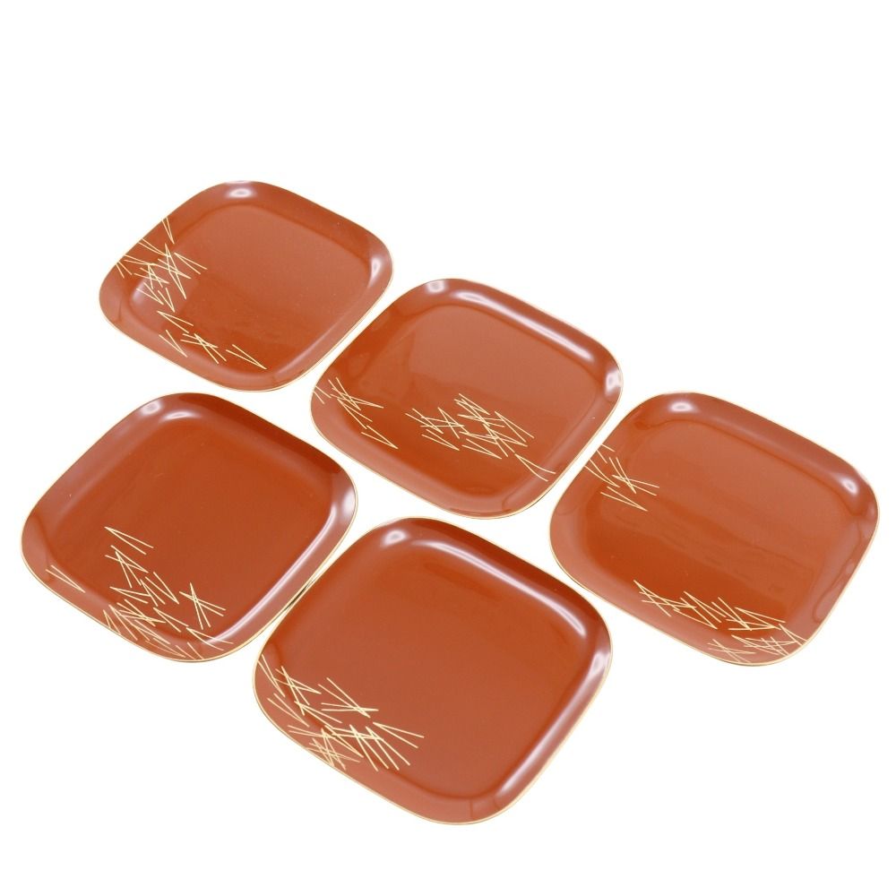 象彦 銘々盆 松葉蒔絵 さび朱 5枚組 菓子皿 銘々皿 漆器 ZOUHIKO】象彦 銘々盆 菓子皿 さび朱 松葉蒔絵 5枚セット _ 食器