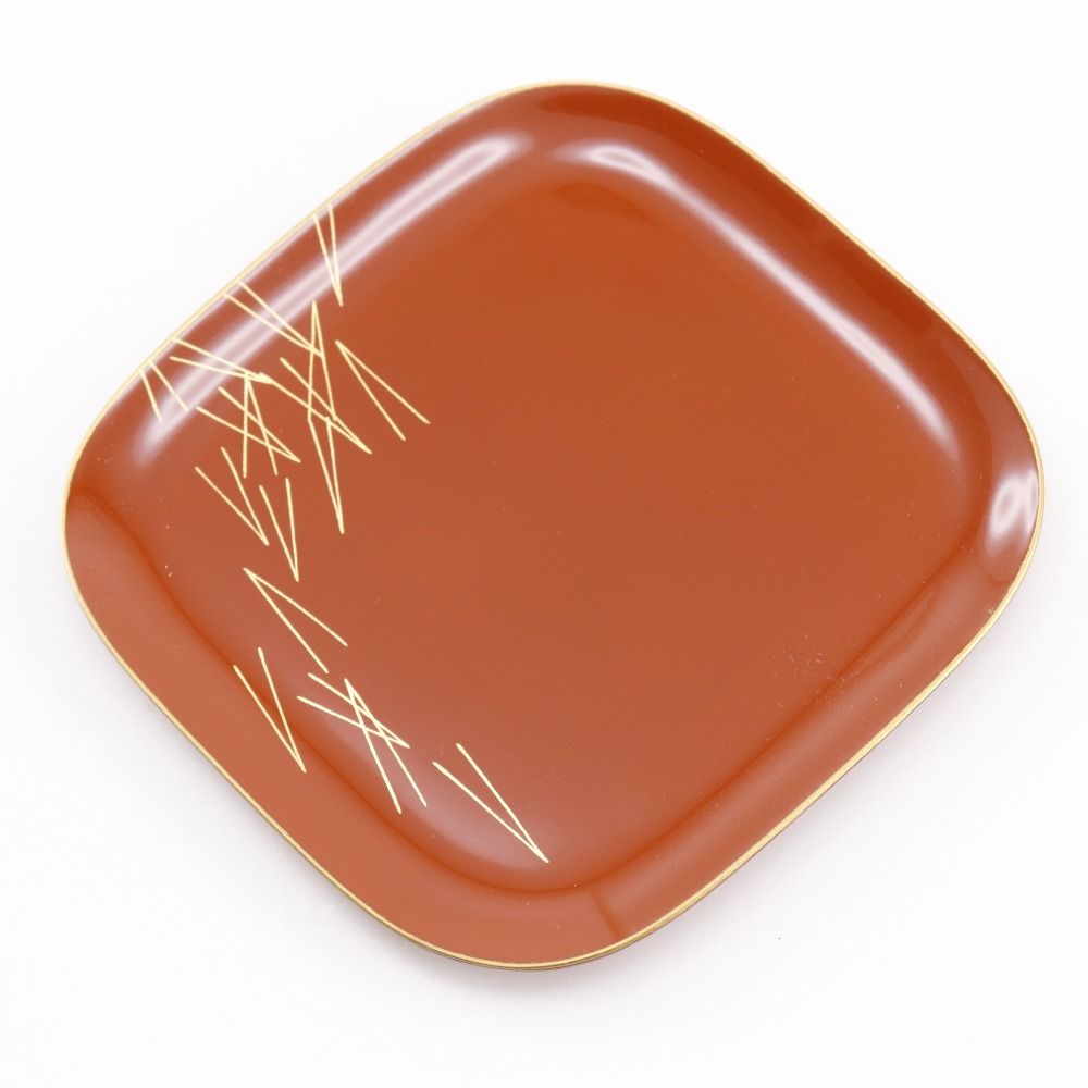 ZOUHIKO】象彦 銘々盆 菓子皿 さび朱 松葉蒔絵 5枚セット _ 食器