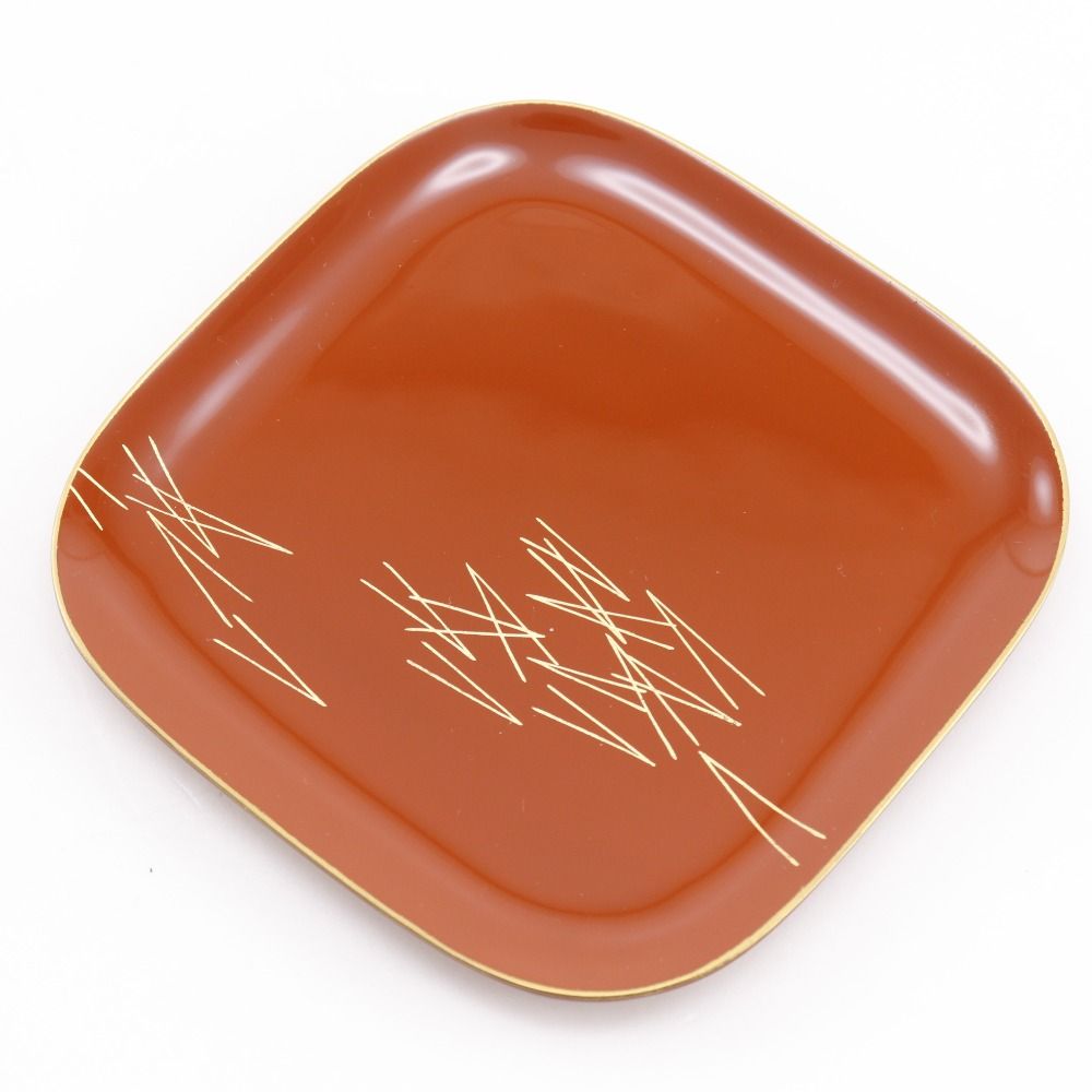 ZOUHIKO】象彦 銘々盆 菓子皿 さび朱 松葉蒔絵 5枚セット _ 食器