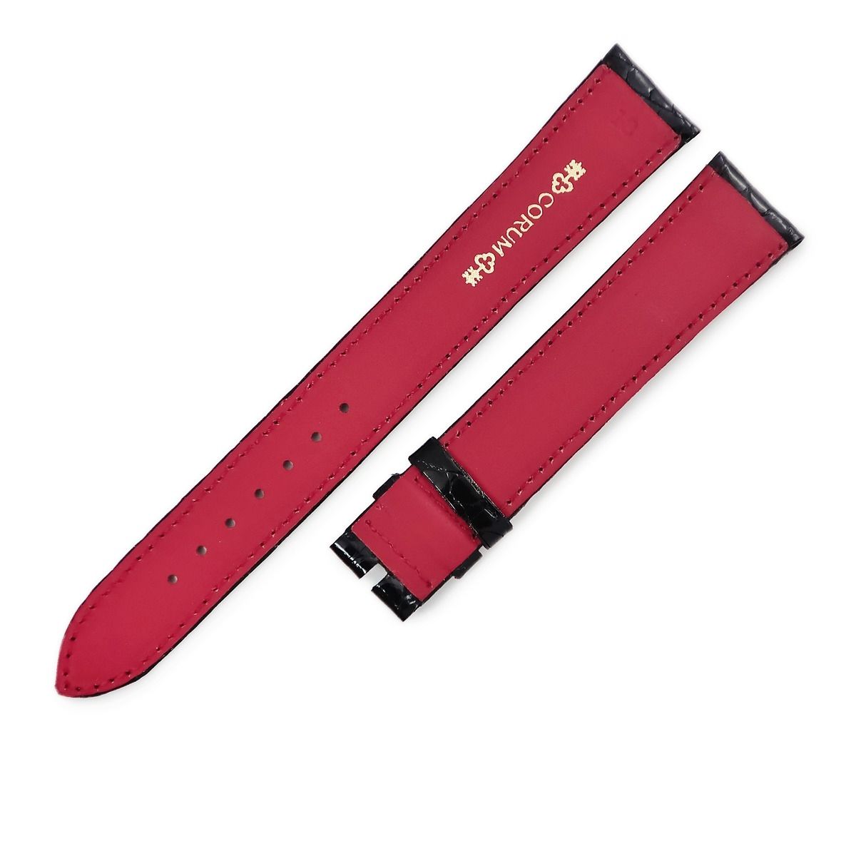 クロコ ベルト コルム 純正 18mm CORUM コルム CORUM 腕時計パーツ 純正 クロコダイル ブラック 未使用 替え