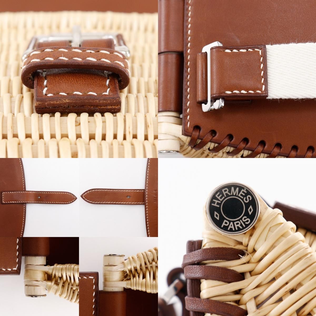 HERMES】エルメス フィッシングバスケット カゴバッグ レザー×ウィロー