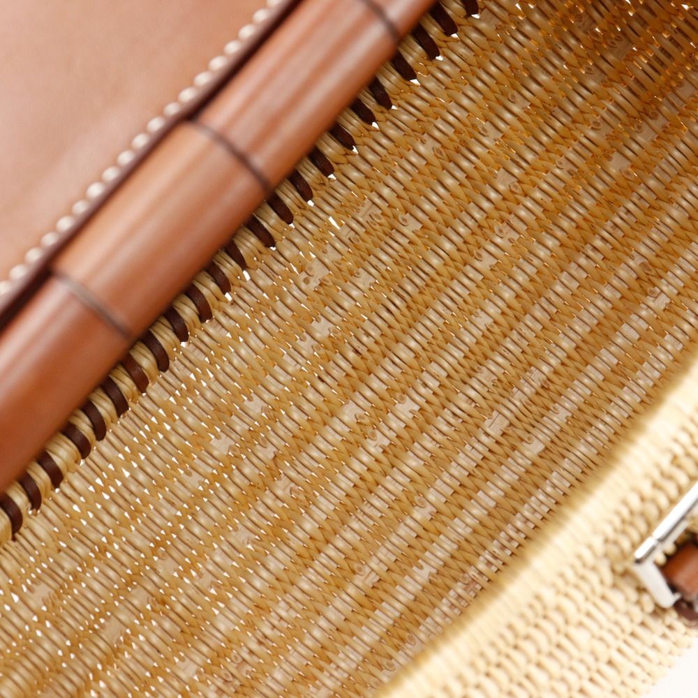 HERMES】エルメス フィッシングバスケット カゴバッグ レザー×ウィロー