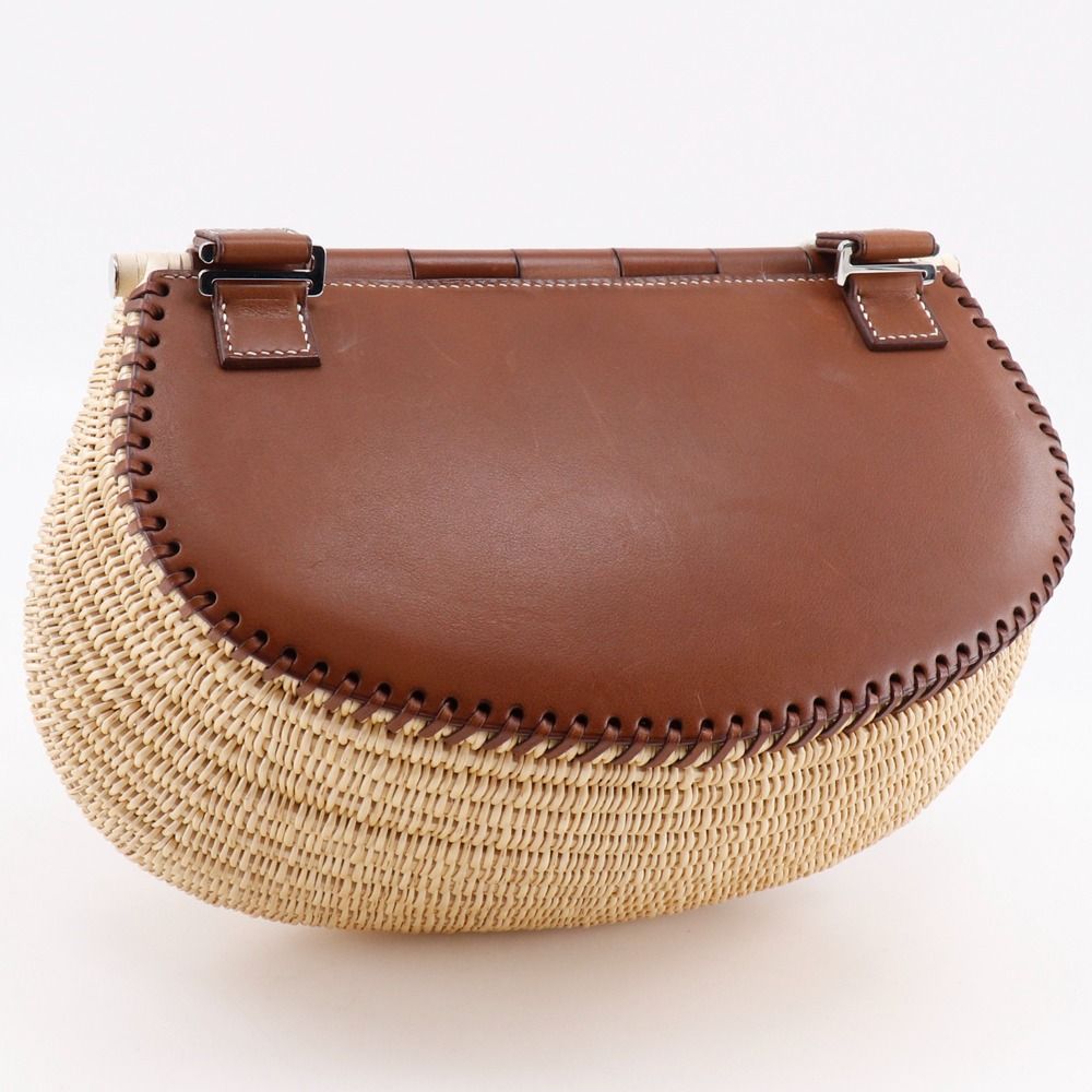 HERMES】エルメス フィッシングバスケット カゴバッグ レザー×ウィロー