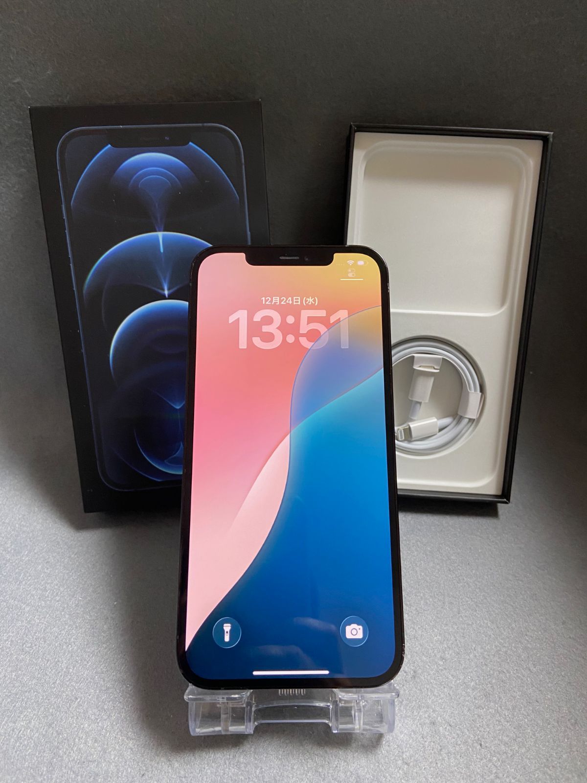 美品 国内版 SIMフリー iPhone12 Pro Max 256GB パシフィックブルー色