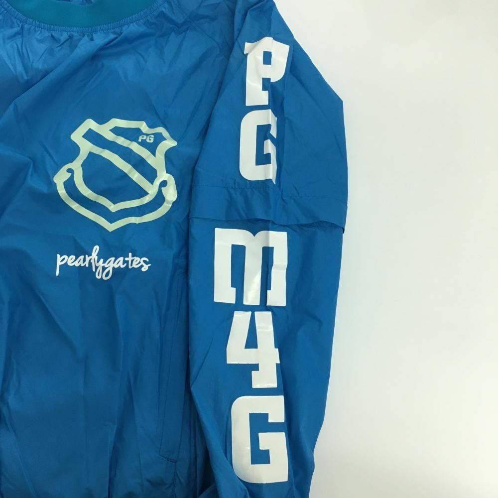 美品】パーリーゲイツ 2WAYスニード ブルー系×白 袖着脱可 薄手 ロゴ