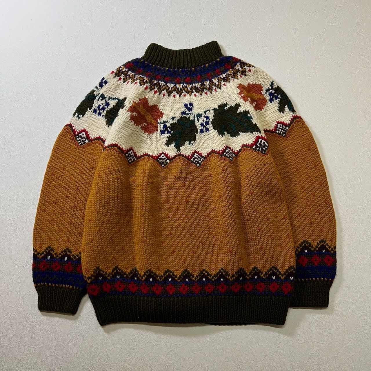 90s macau GAP 総柄 ノルディック柄 ALL PURE WOOL ハイネック ニット 