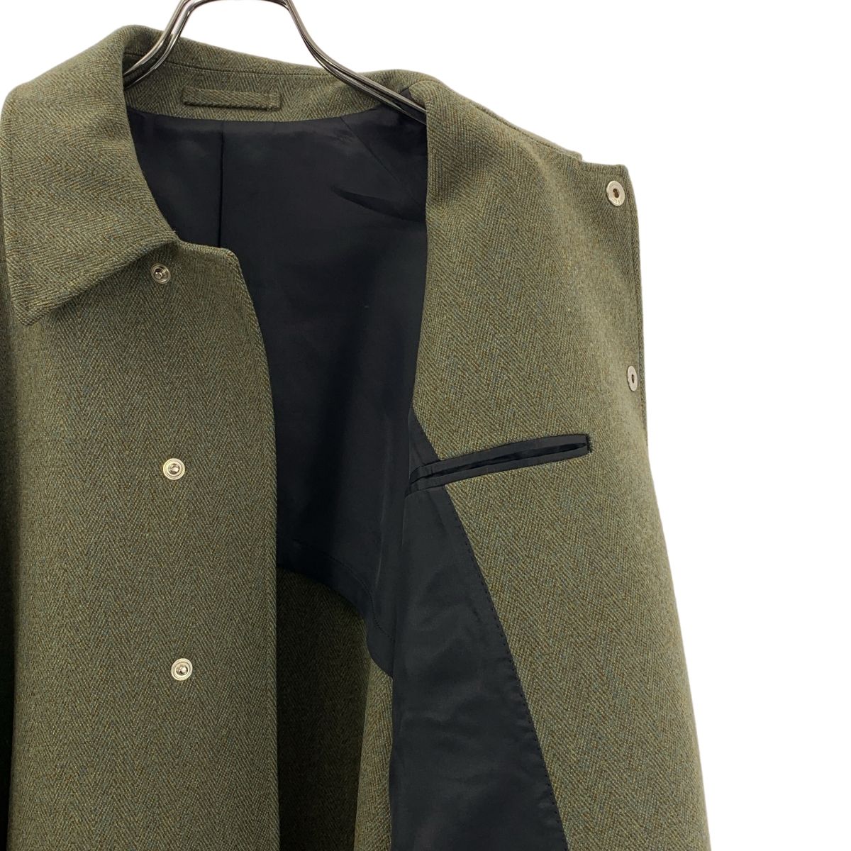 【美品】  The CLASIK / ザ・クラシック | × TOMORROWLAND 別注  Fabric by Lovat / BAL COLLAR PONCHO コート | 44 | グリーン | メンズ 美品】 The CLASIK / ザ・クラシック | × TOMORROWLAND 別注 Fabric by