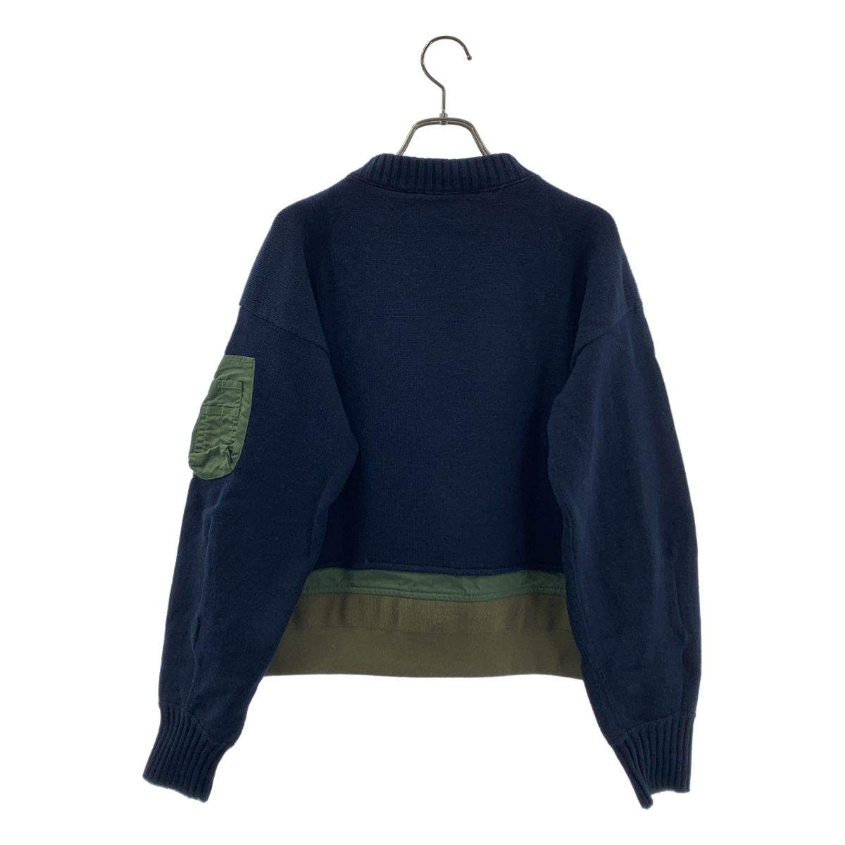 sacai ドッキング　スウェット　MA1 ネイビー　グリーン　サイズ2 sacai ドッキング スウェット MA1 ネイビー グリーン サイズ2 - メルカリ