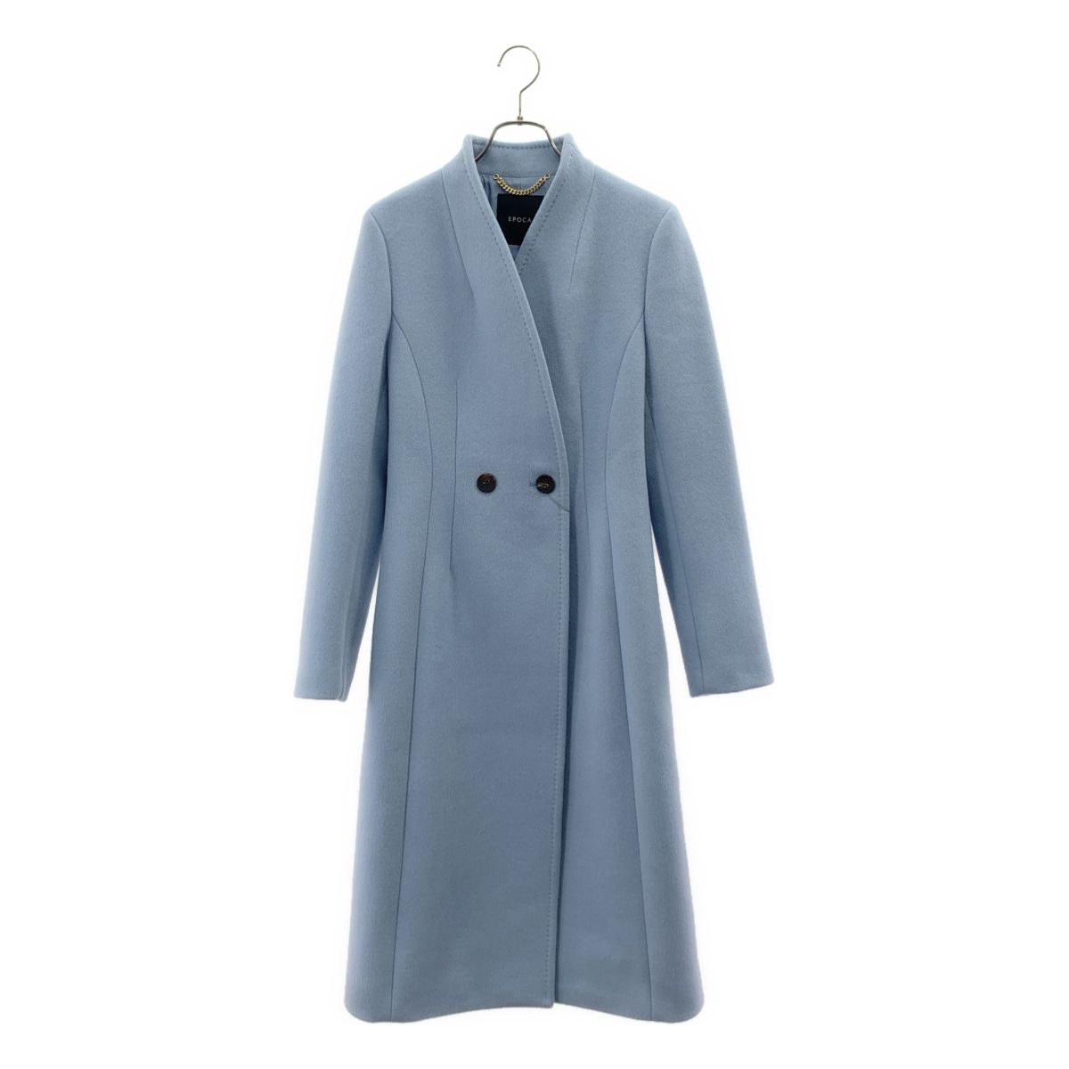 美品】 EPOCA / エポカ | ウール ノーカラー コート / ロゴ総裏地 | 40